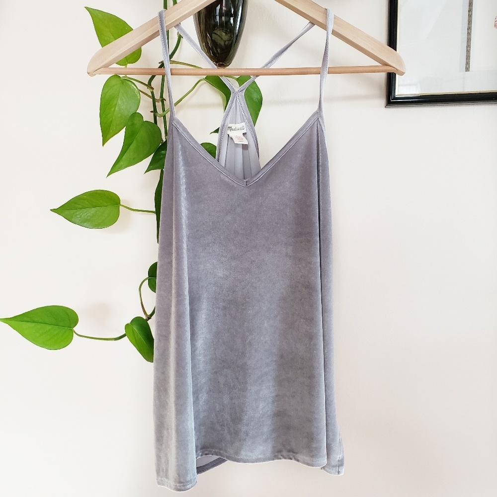 Madewell Silver Velvet Cami Tank top size S